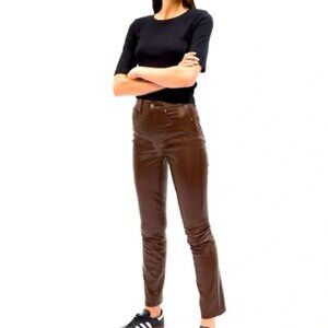 NWT Gap Vintage Slim Espresso Brown Faux-Leather Straight Leg Pants Size 4 | 27